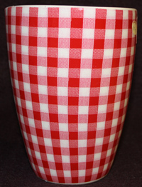 Gingham triangular vase.